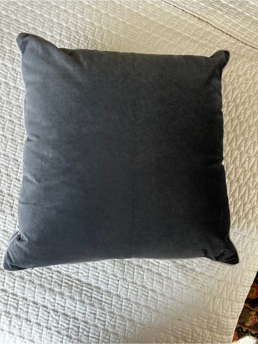 Black and Gray Velvet and Linen Stag Deer Applique Throw Pillow - never used